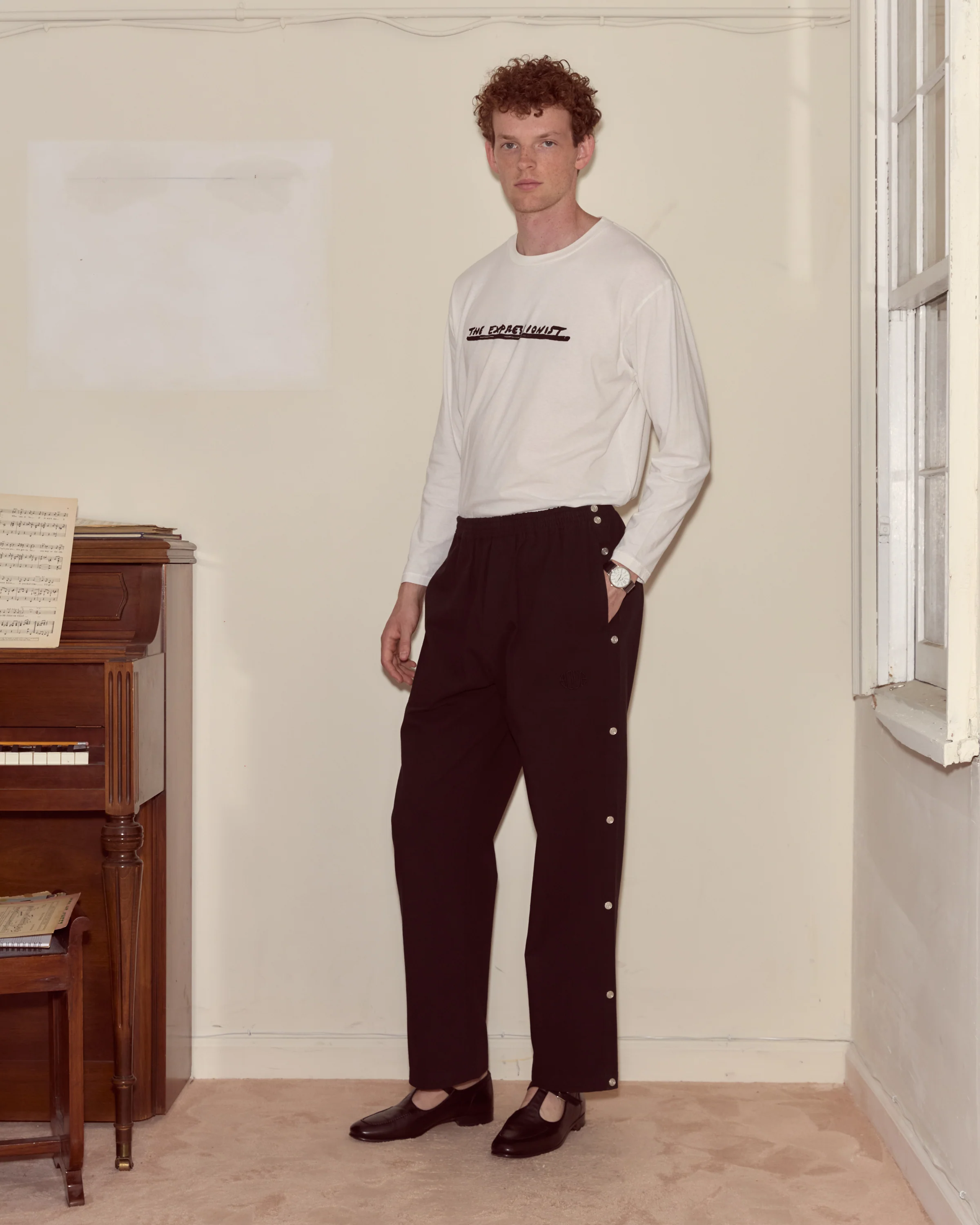 Twill Tear-Away Track Pants - Black