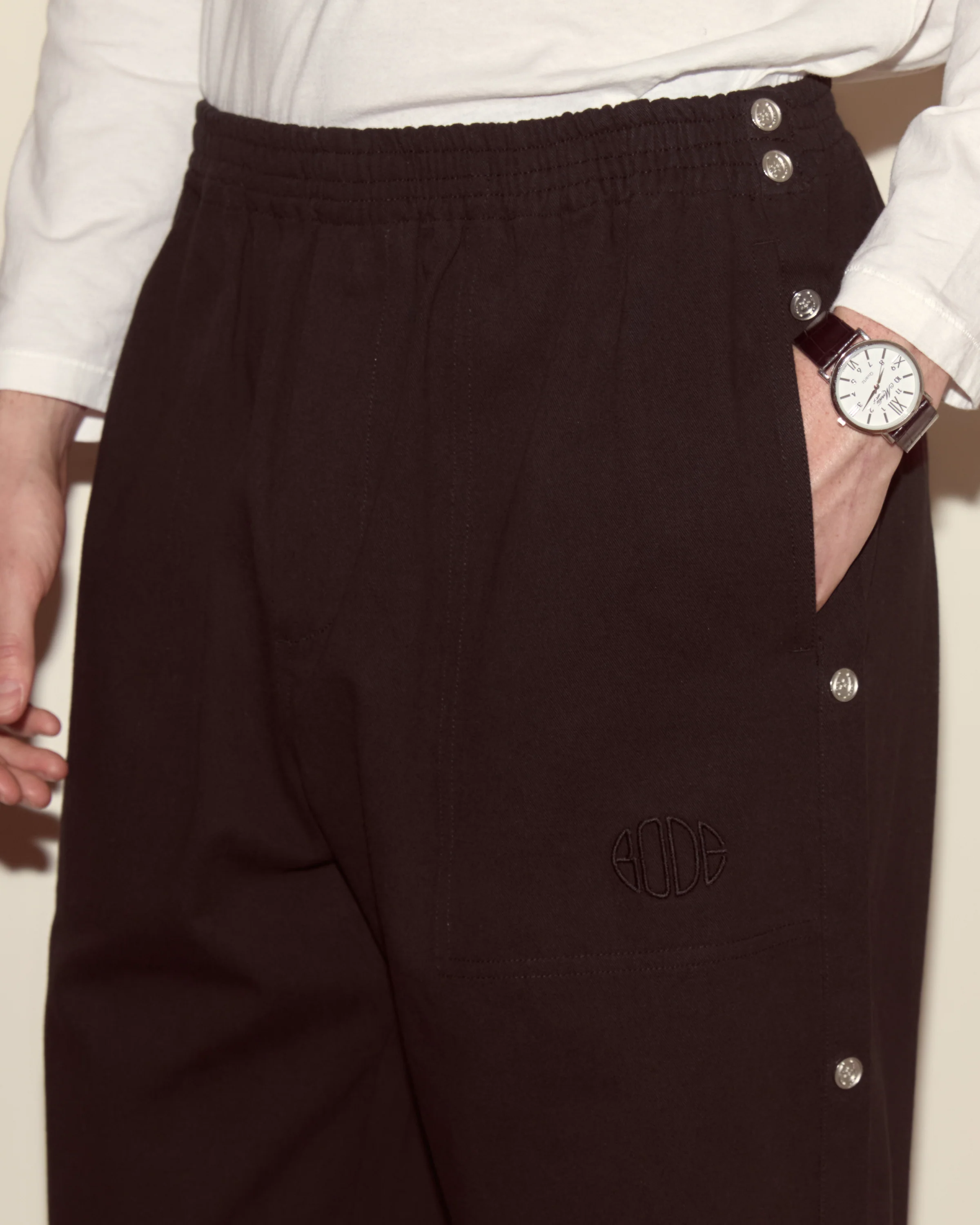 Twill Tear-Away Track Pants - Black - Image 2