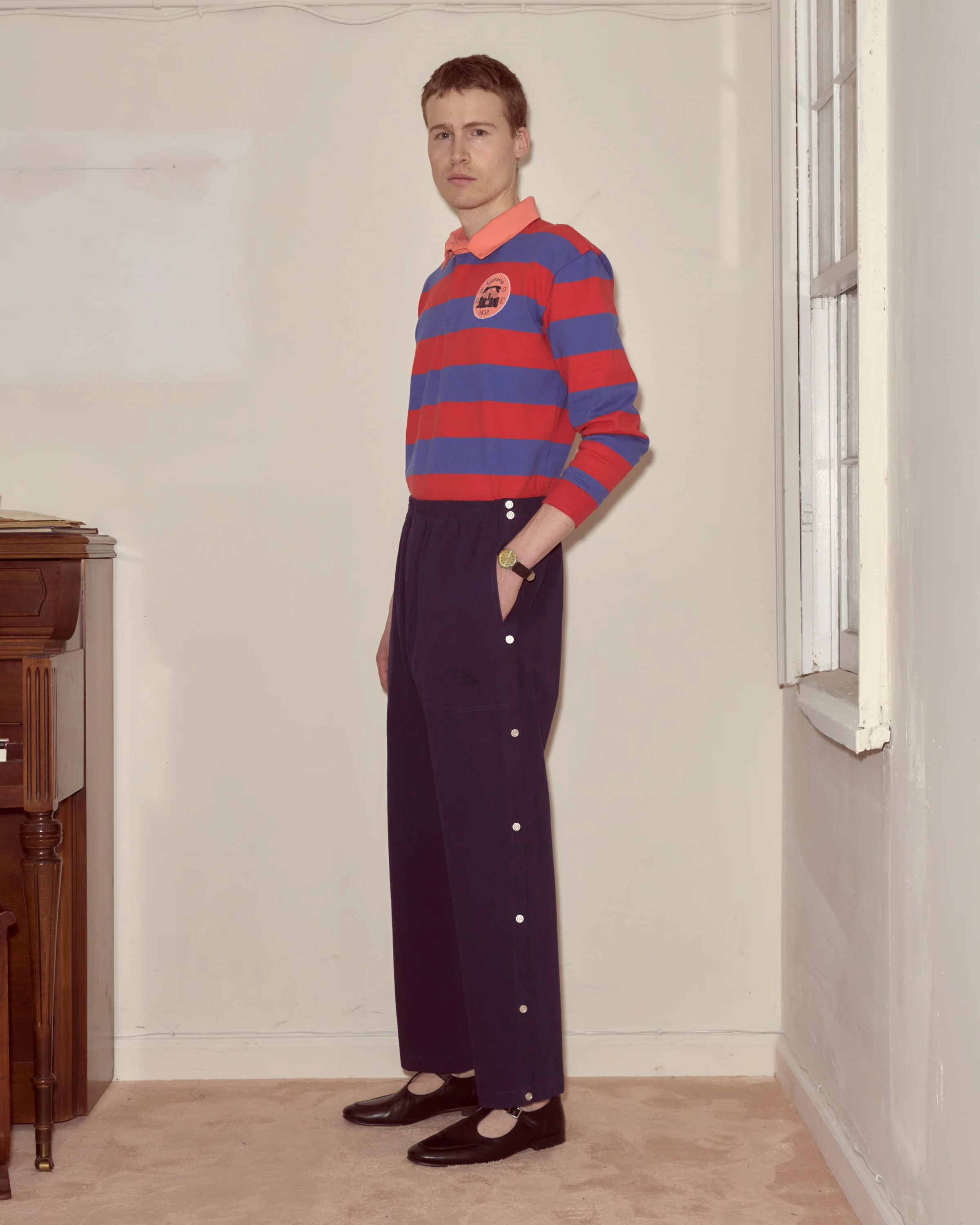 Twill Tear-Away Track Pants - Navy