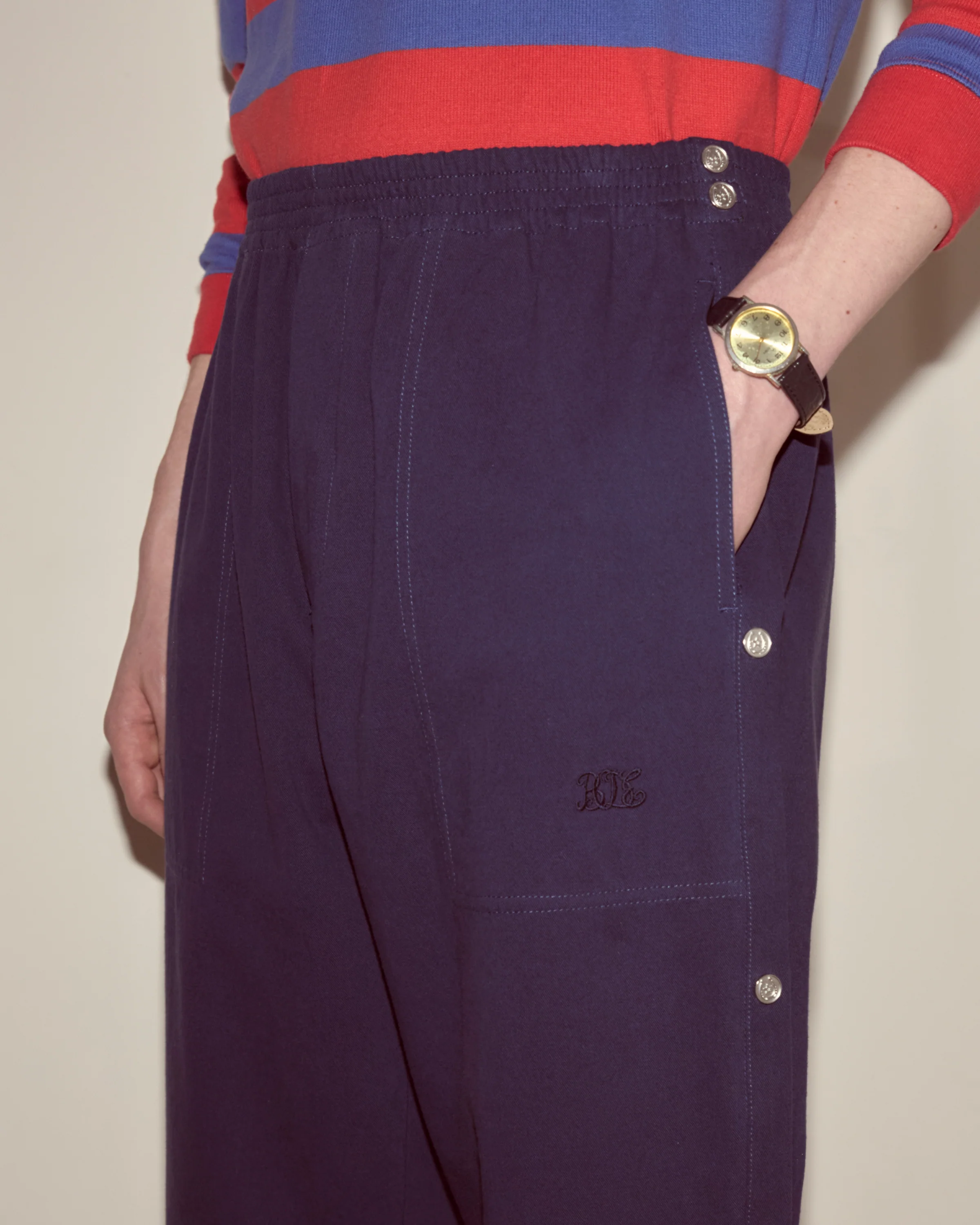 Twill Tear-Away Track Pants - Navy - Image 2