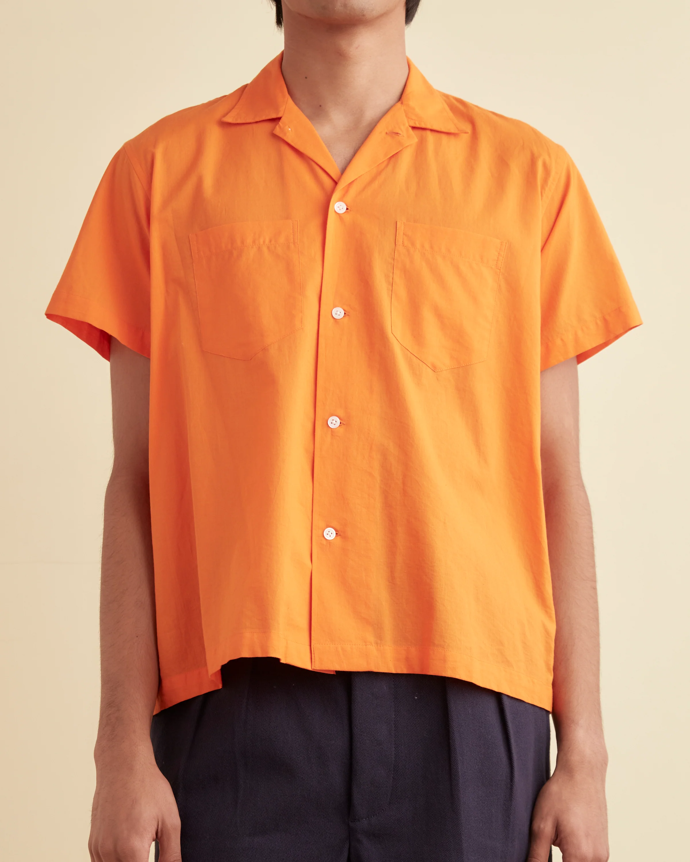 Voile Double-Pocket Short Sleeve Shirt - Orange - Image 2
