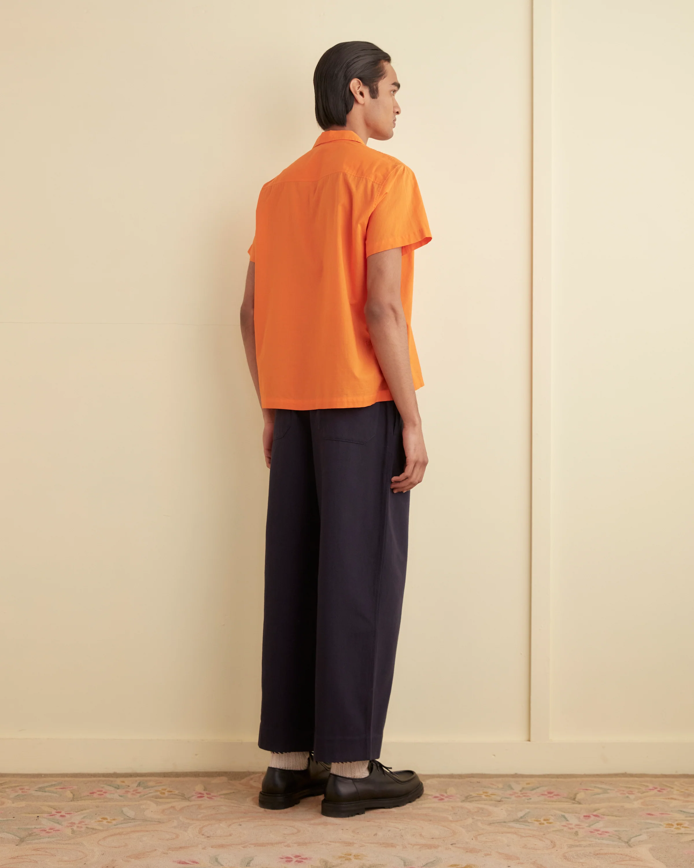 Voile Double-Pocket Short Sleeve Shirt - Orange - Image 3