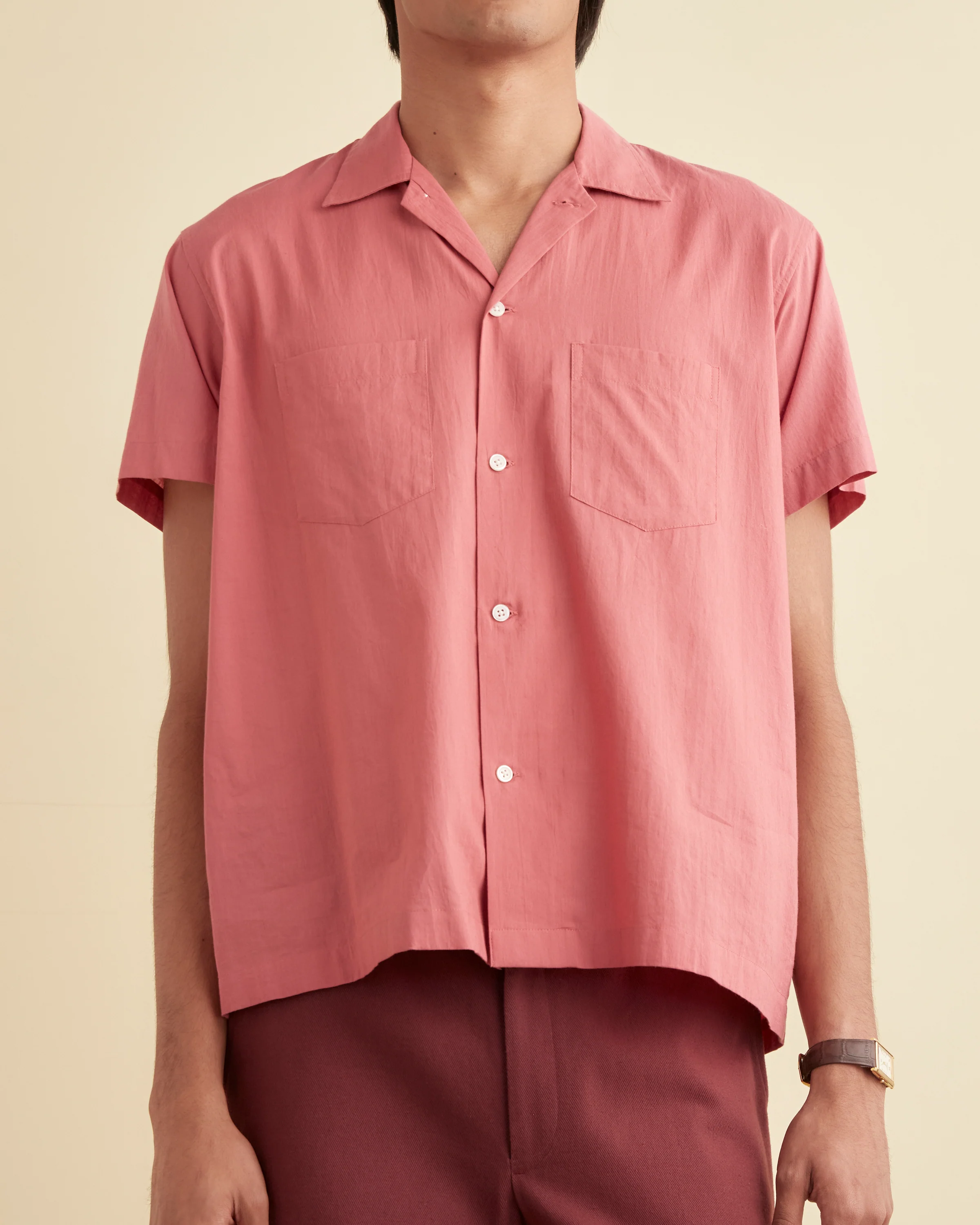 Voile Double-Pocket Short Sleeve Shirt - Pink - Image 2