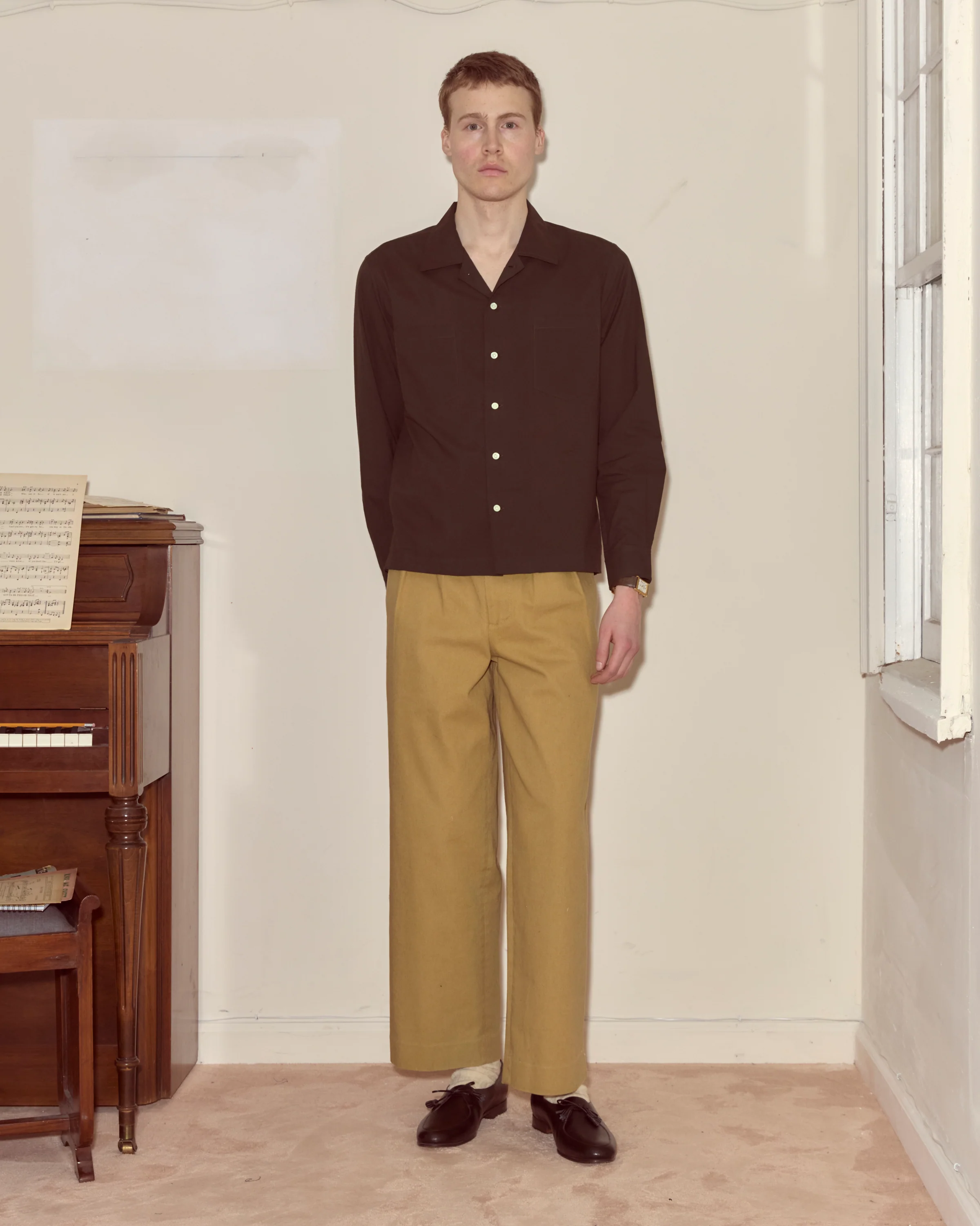 Voile Long Sleeve Shirt - Brown - Image 2