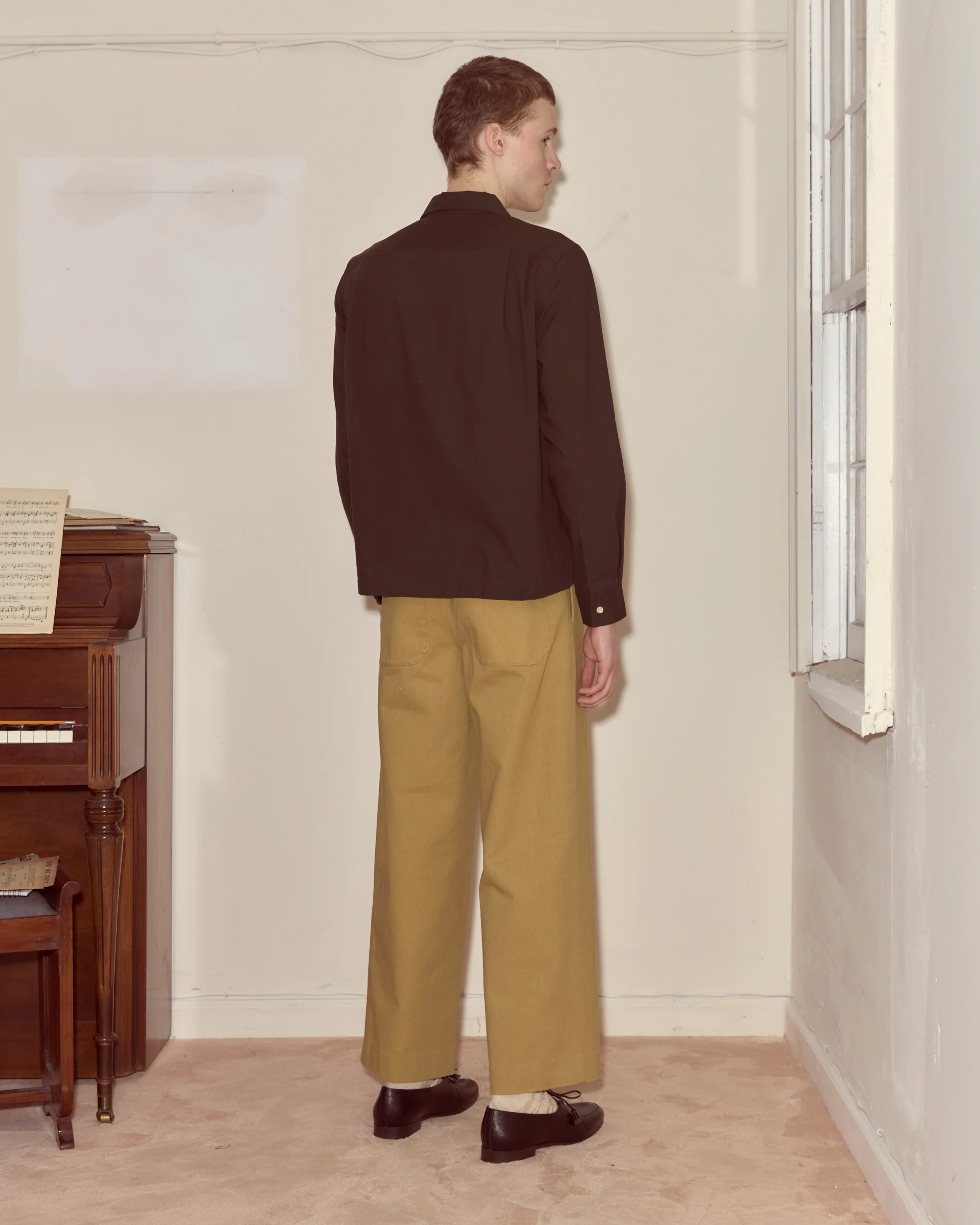 Voile Long Sleeve Shirt - Brown - Image 3