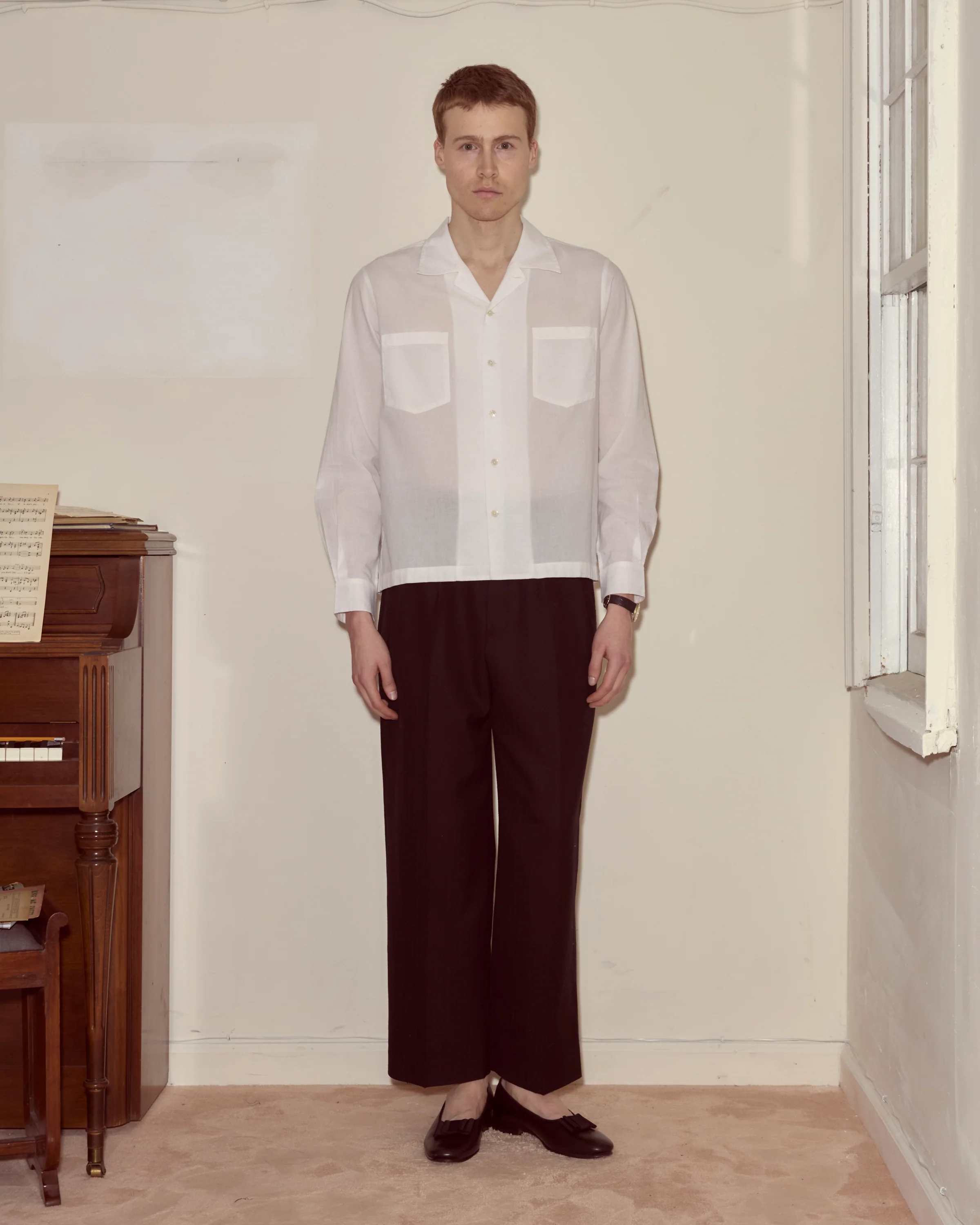 Voile Long Sleeve Shirt - White