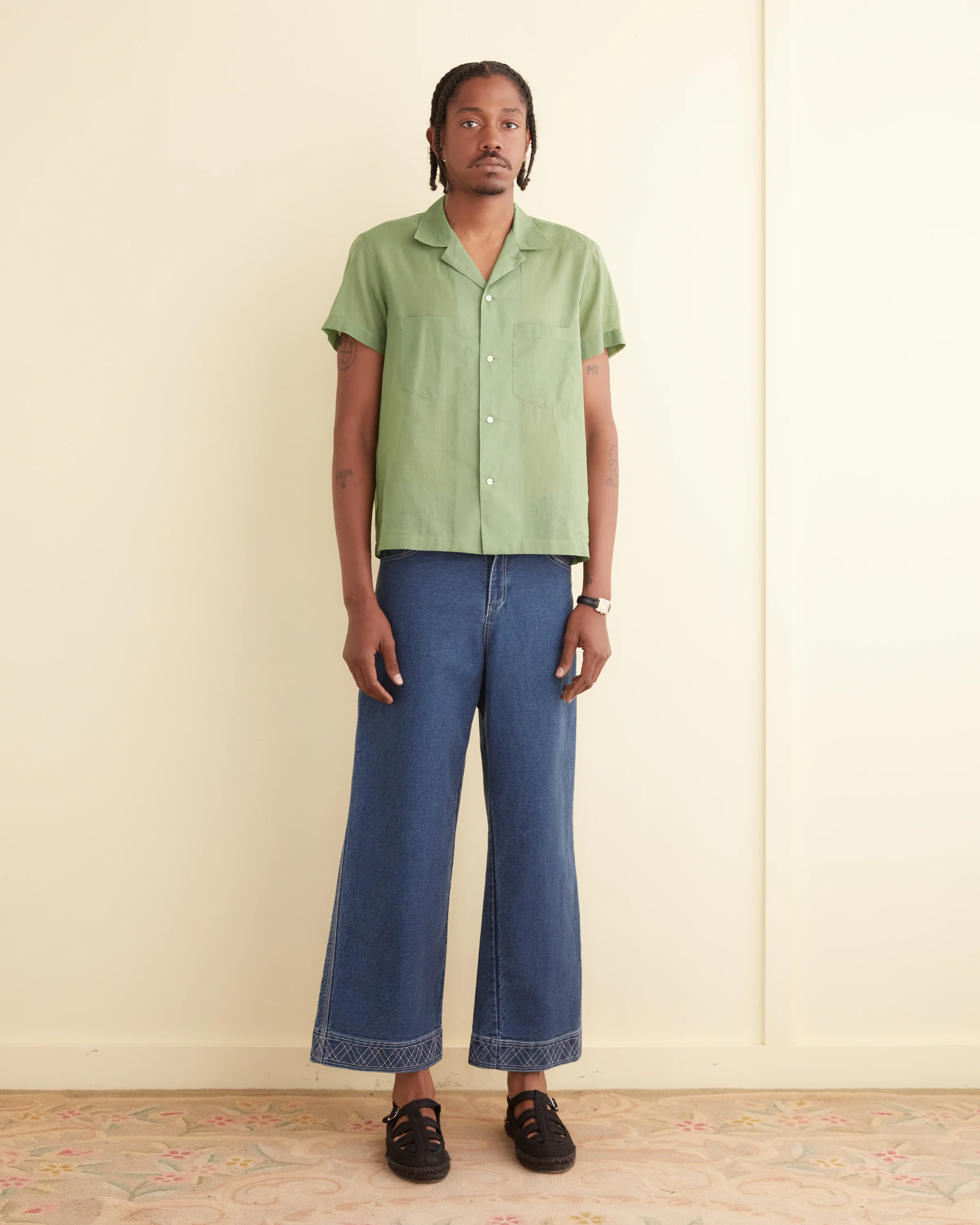 Voile Short Sleeve Shirt - Green