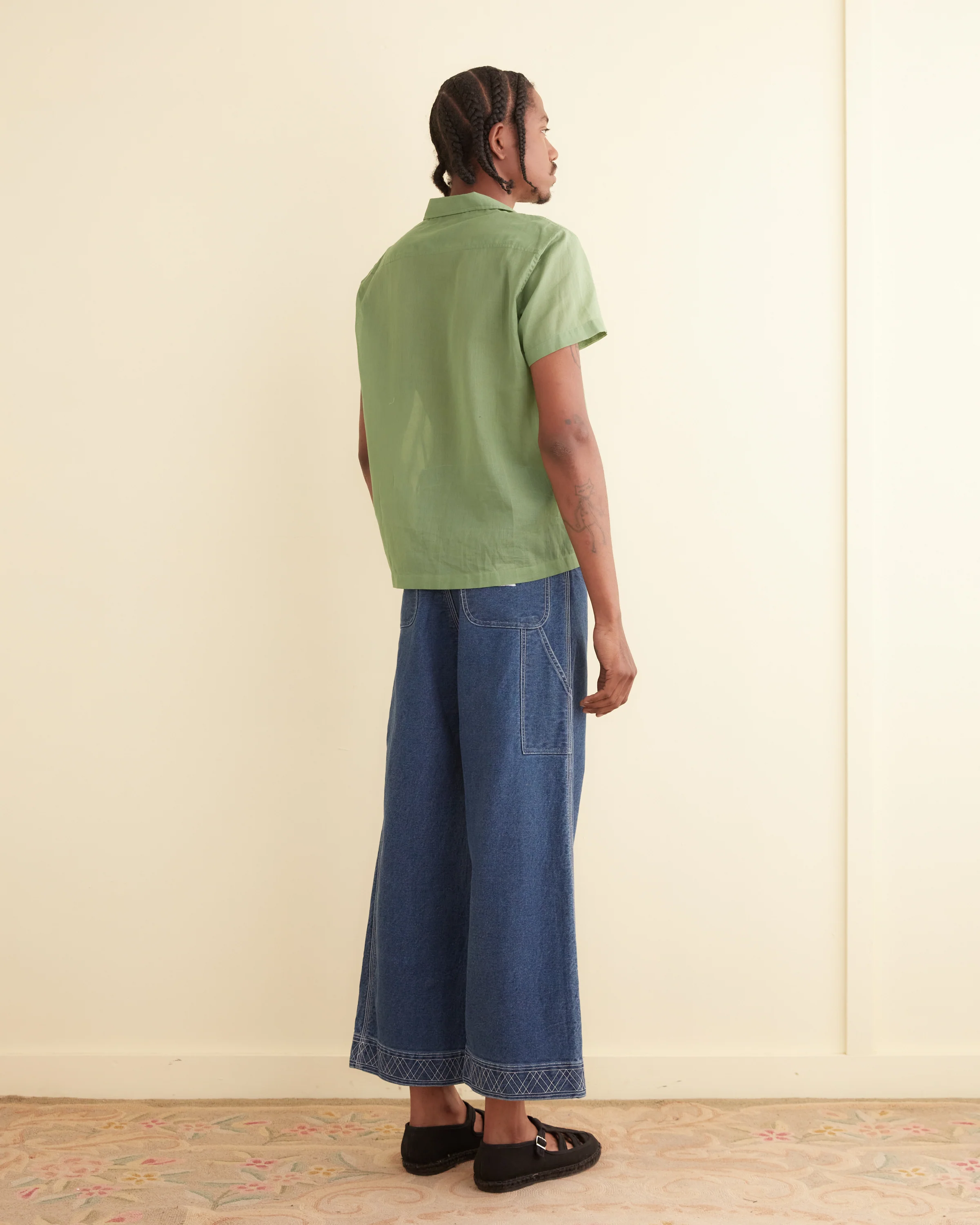 Voile Short Sleeve Shirt - Green - Image 3