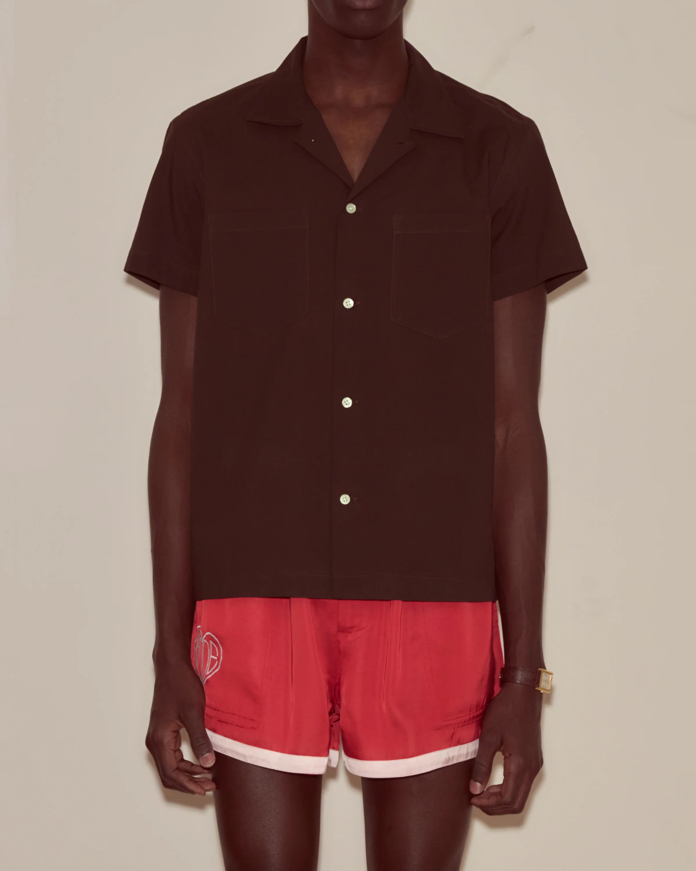 Voile Short Sleeve Shirt - Brown - Image 2