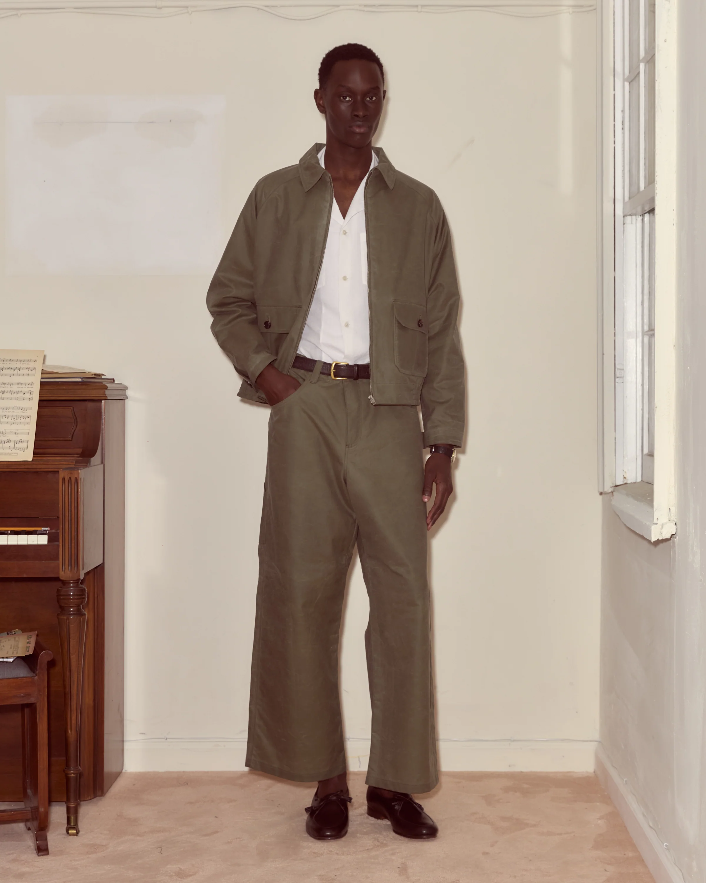 Waxed Cotton Knolly Brook Trousers - Light Green