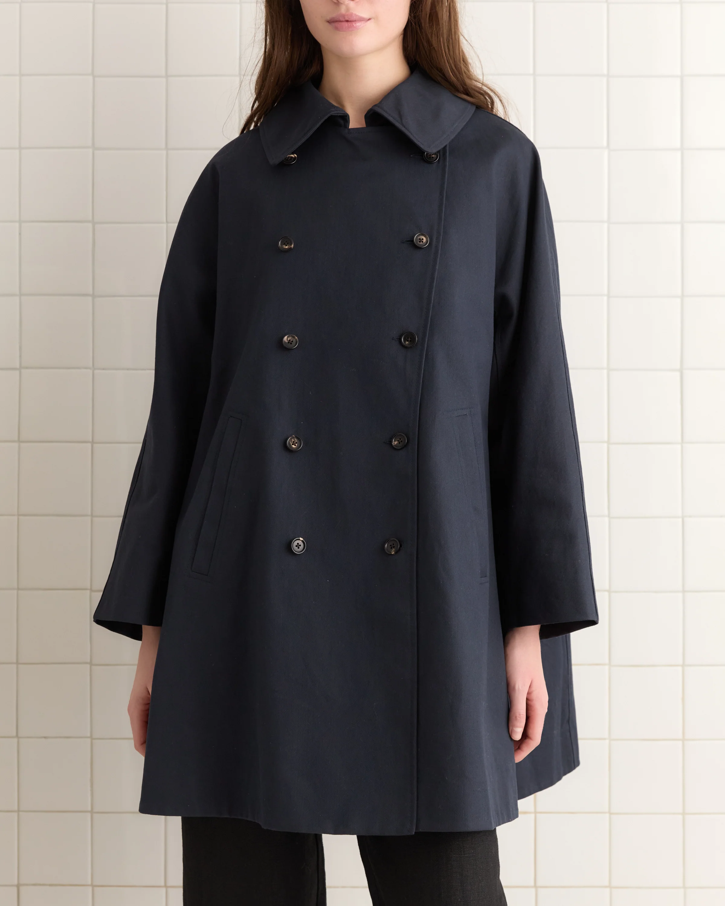 Waxed Herringbone Peacoat - Image 2