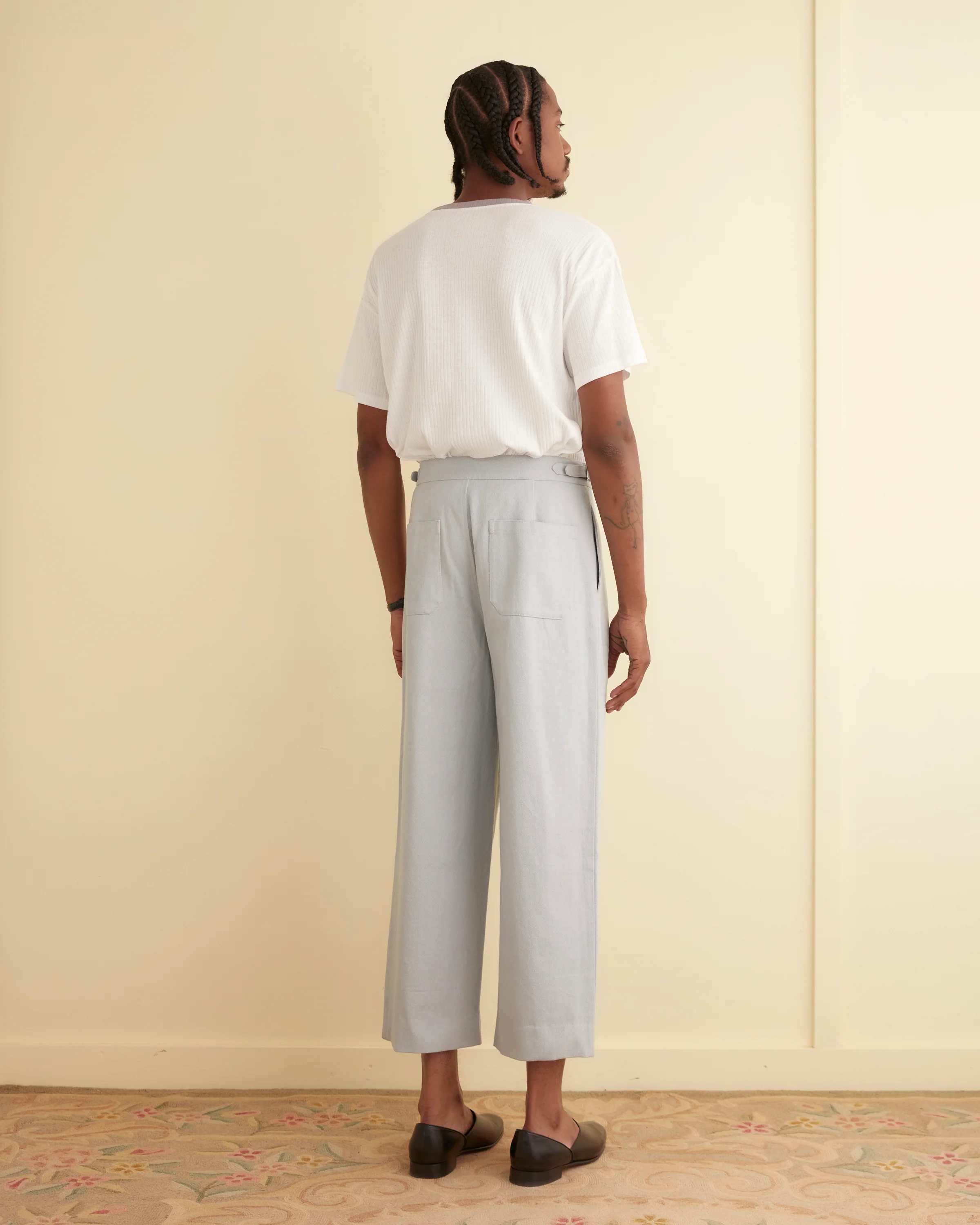 Wide Leg Snap Trousers - Light Blue - Image 3