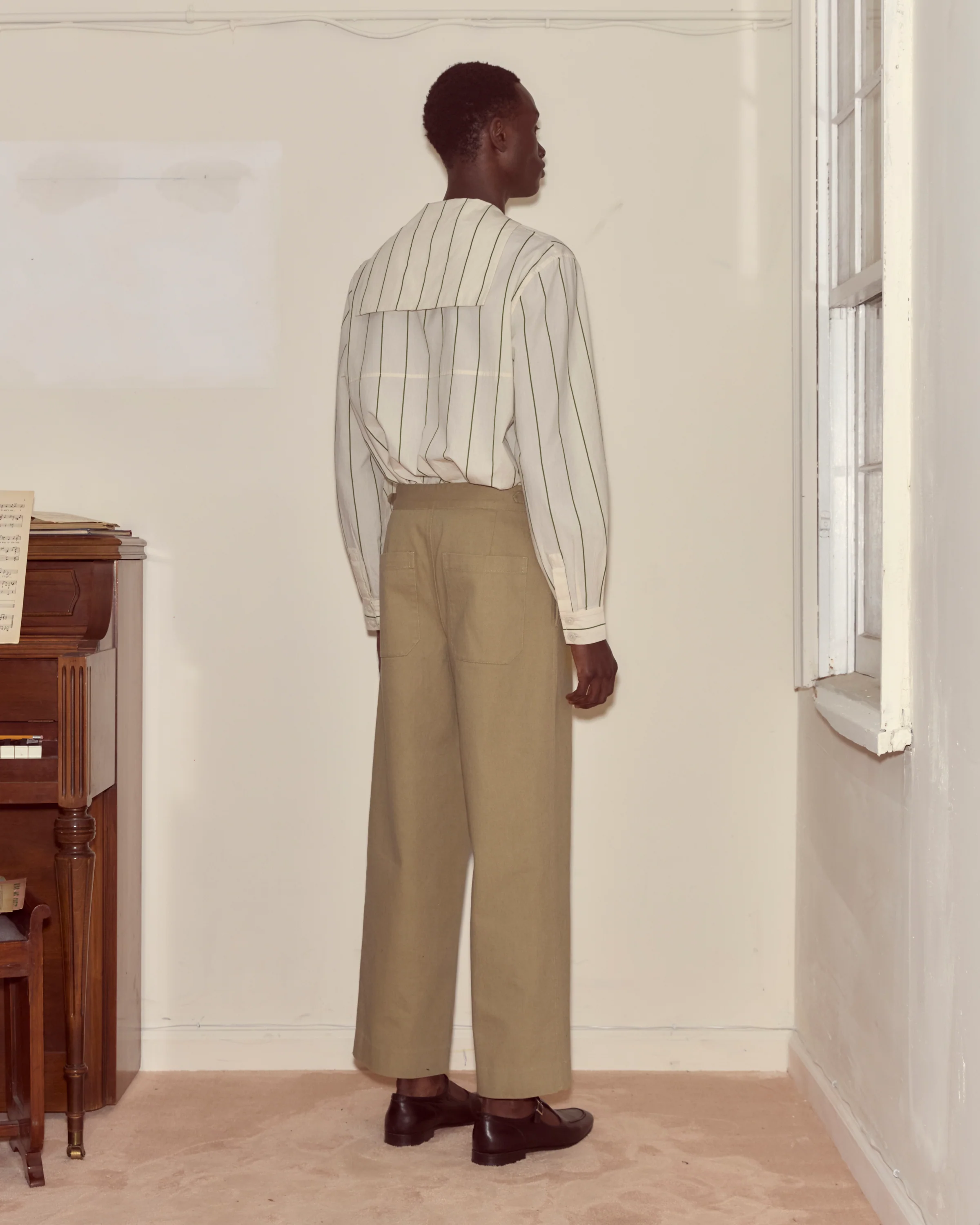 Wide Leg Snap Trousers - Khaki - Image 3