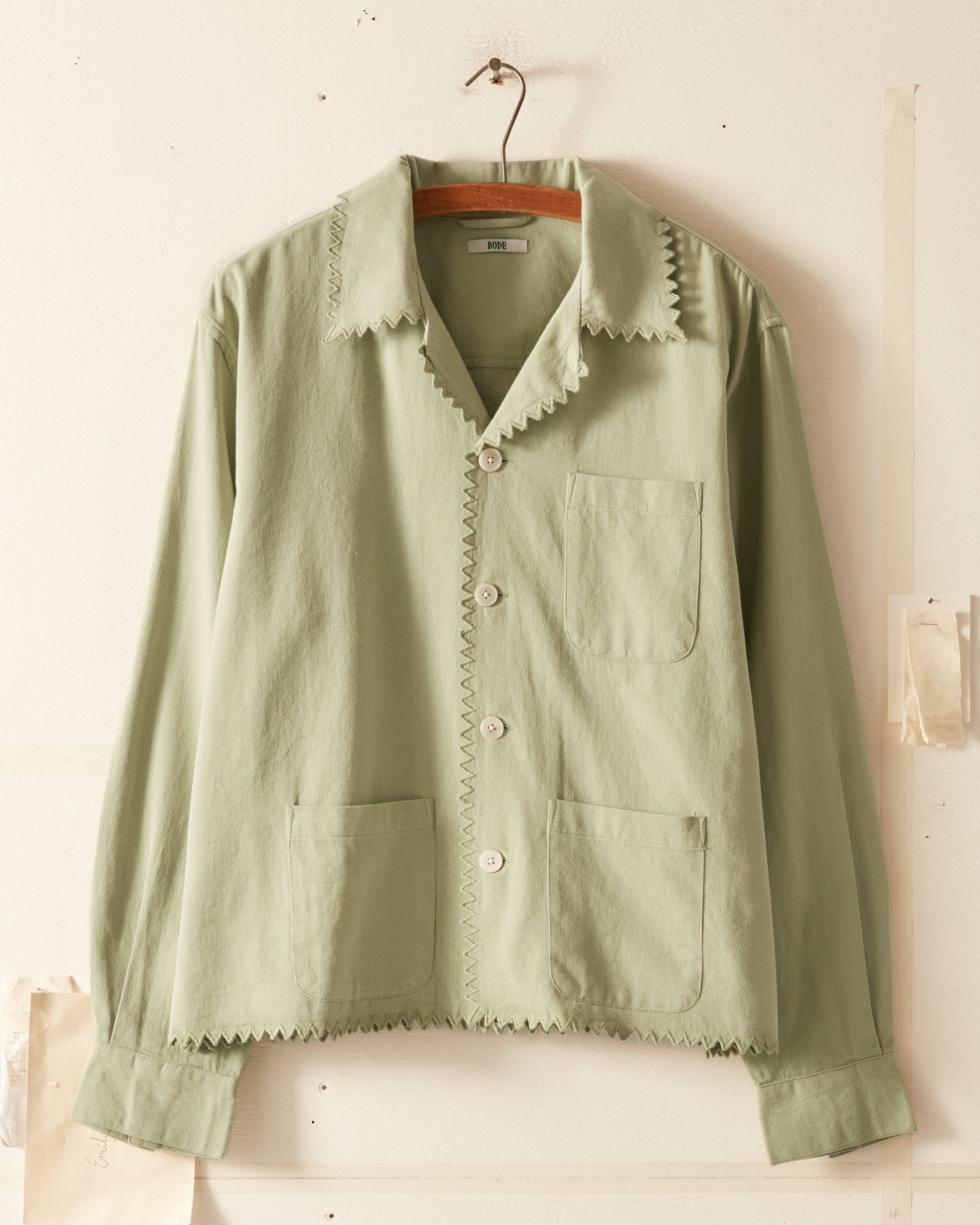 Zig-Zag Hem Long Sleeve Shirt - Mint - Image 2