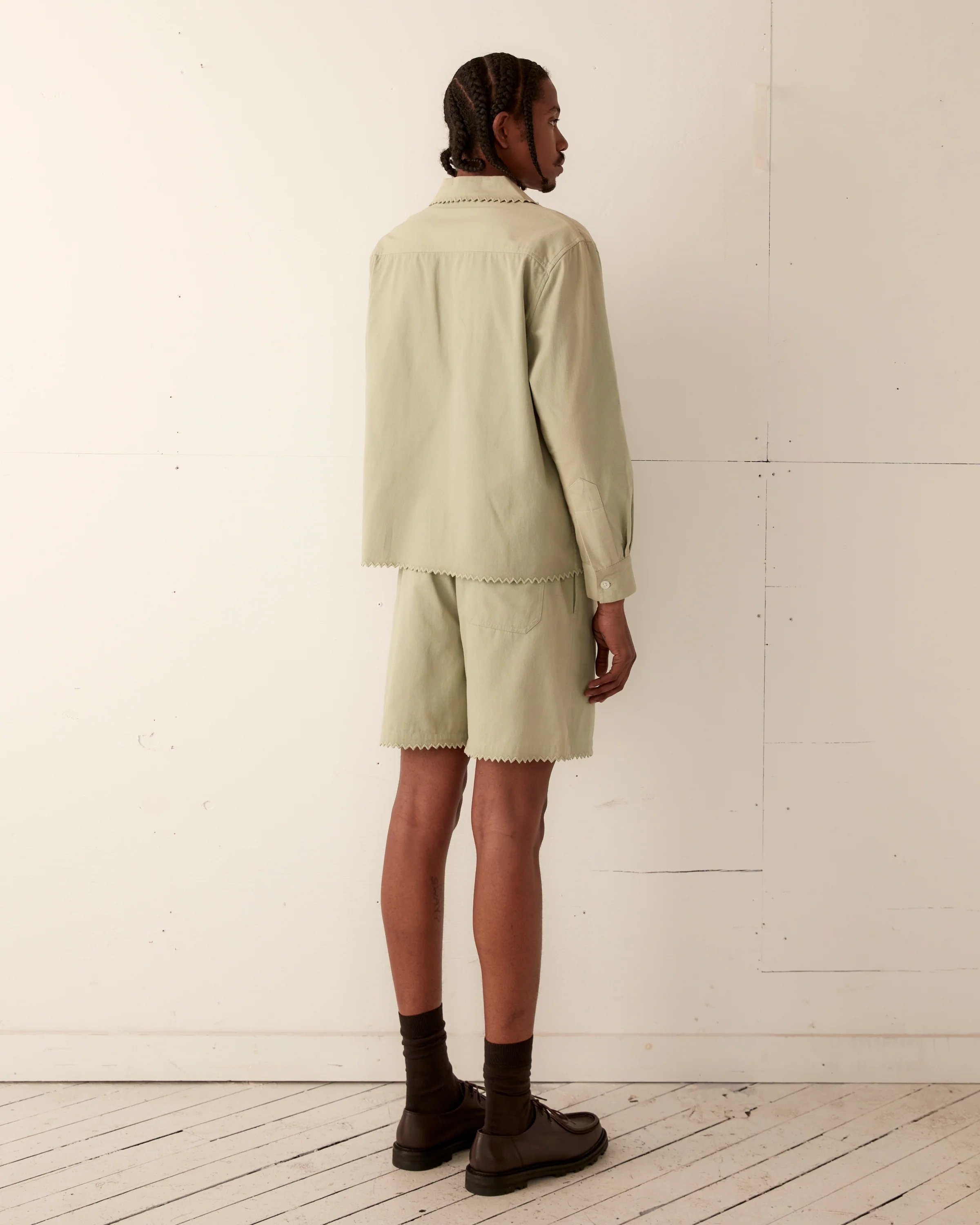 Zig-Zag Hem Long Sleeve Shirt - Mint - Image 5